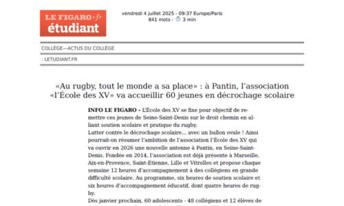 Pantin, l’association «l’École des XV» va accueillir 60 jeunes-04-07-2025